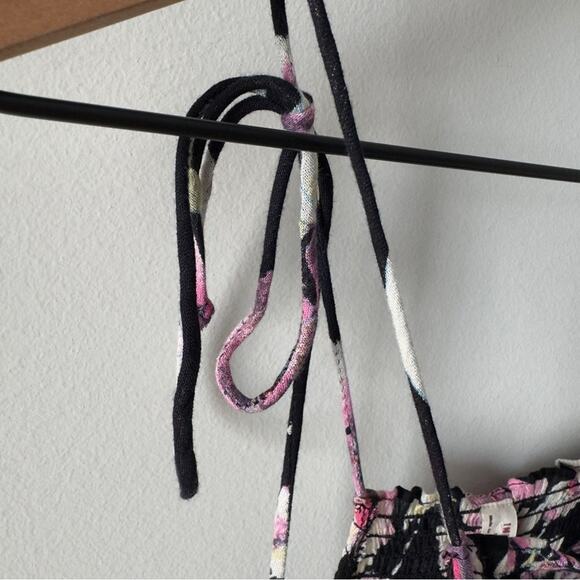 Free People Intimately Floral Maxi Dress Smocked Bodice Tie Bow Spaghetti Straps - Picture 5 of 11